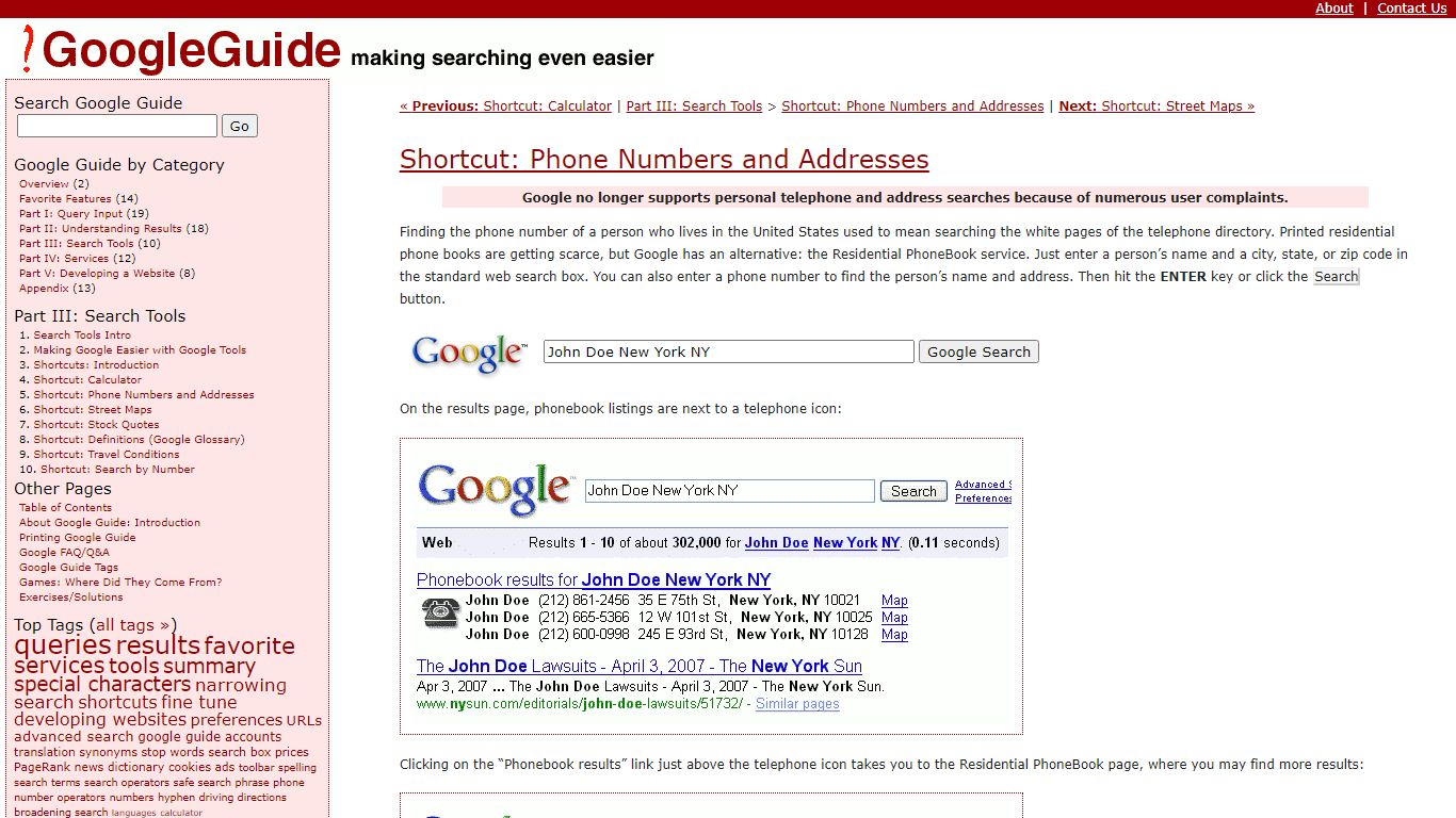 Google Phone Number and Address Searches - Google Guide